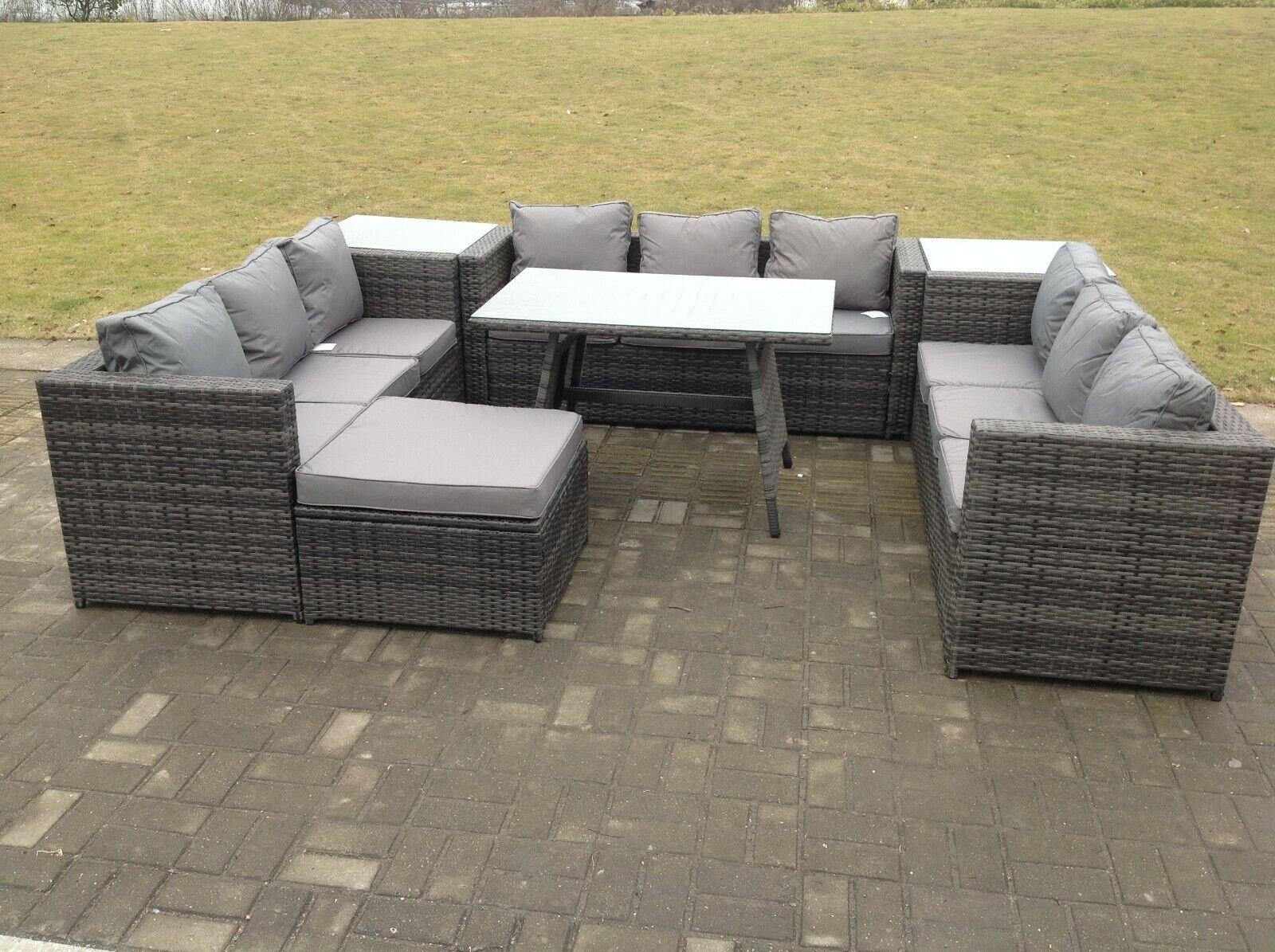 Fimous (Grey Mixed) Rattan Garden Furniture Sets Outdoor Coffee Table